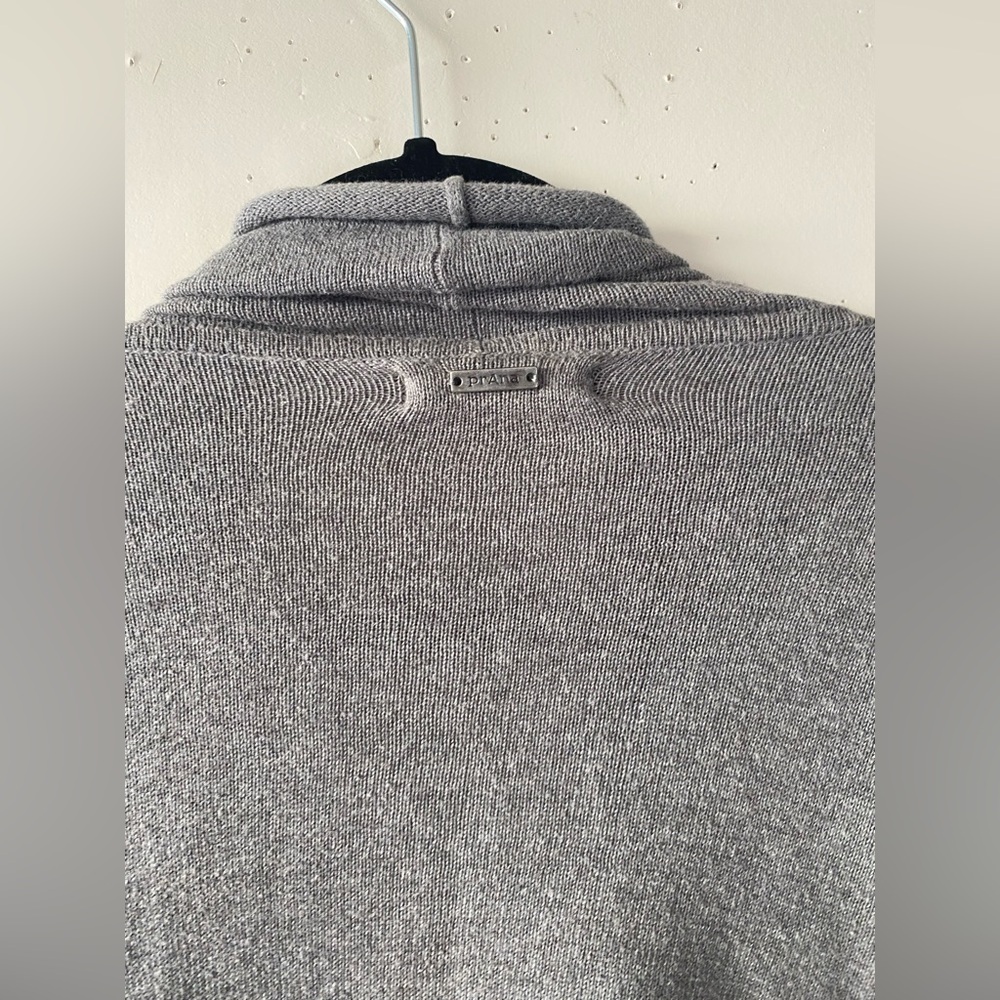 PrAna Georgia Wrap Cardigan Charcoal Grey Organic Cotton Open Front Sweater M - Picture 6 of 11
